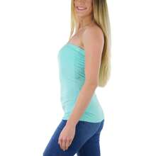 ToBeInStyle Women's Soft Comfy Cotton Layering Tube Tops - 全長 - 藍薄荷 - 查看 3