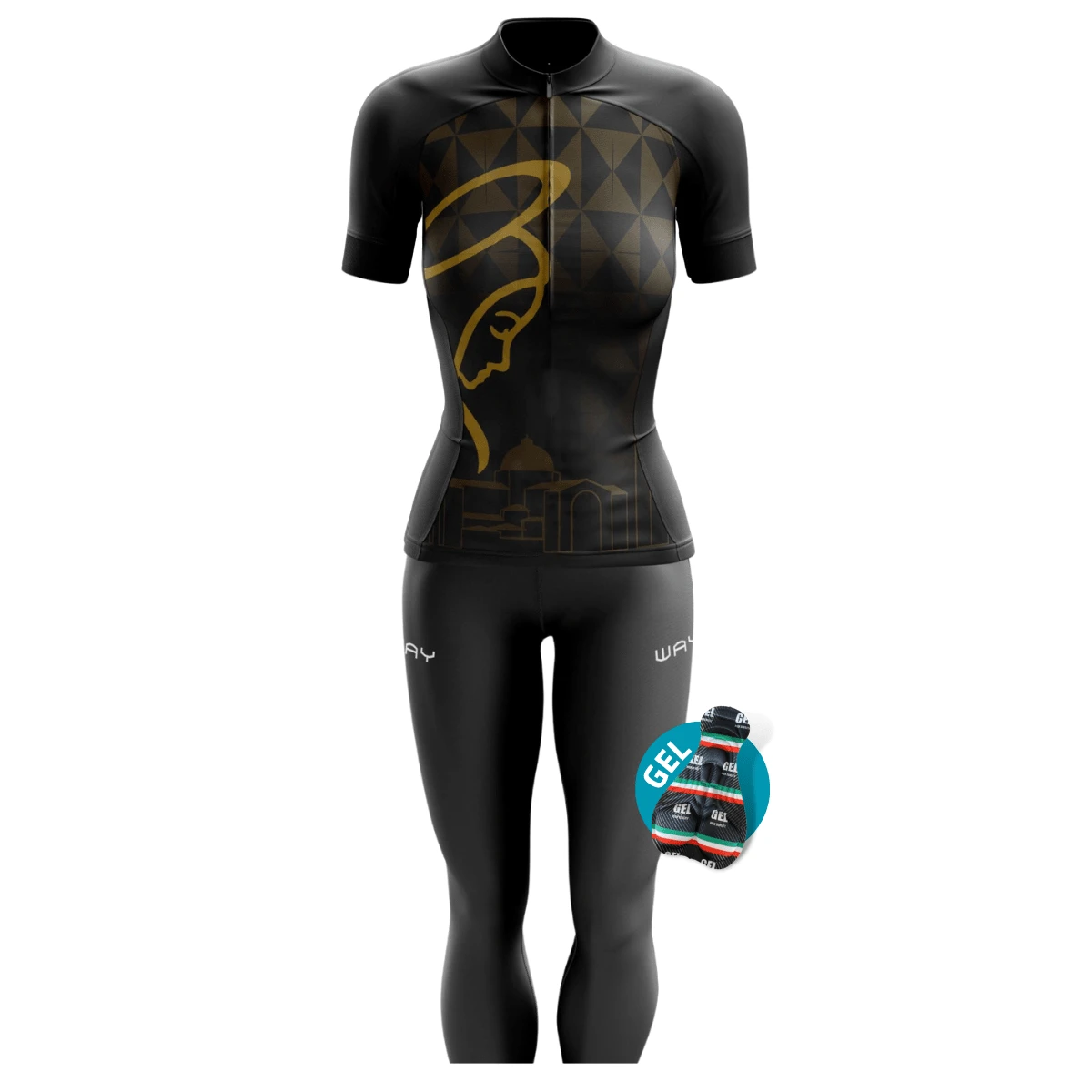 Women Cycling Jersey - Gold - View 1