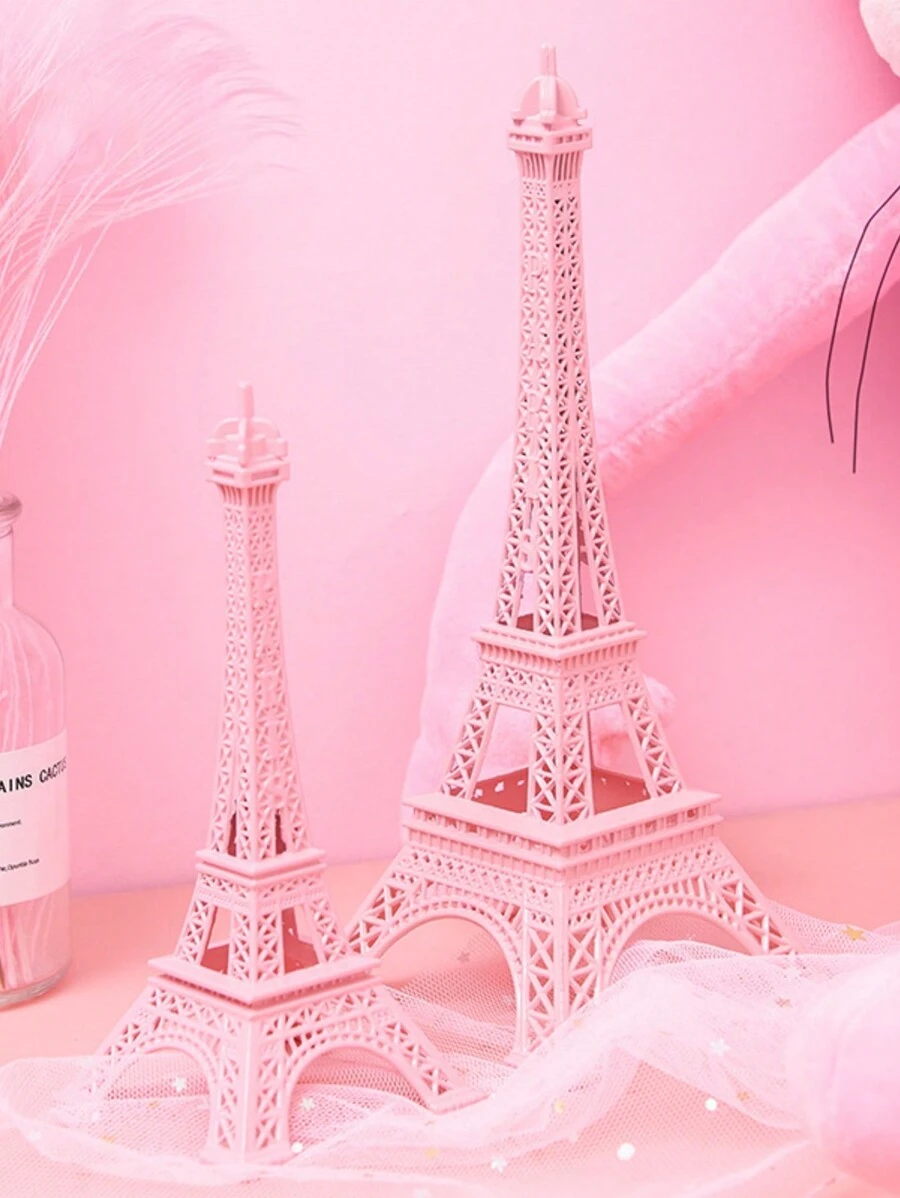 1 bức tượng trang trí tháp Eiffel màu hồng với vật liệu kim loại tông vàng cho bữa tiệc theo chủ đề tháp Eiffel ở Paris làm quà tặng tốt nhất - Hồng - Xem 1