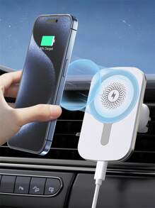 15w Car Wireless Charger Compatible With Iphone 12/13/14/15 Series For Fast Charging - White - View 1