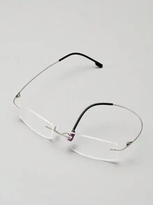 1pc Rimless Titanium Lightweight Non-Prescription Glasses, Screwless Hinge, Bendable Temple Suitable For Cosplay, Teachers, Lawyers Clear Glasses Accessories Glasses Accessories For Women - Clear - View 3