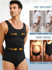 1 Bộ Body Định Hình Cơ Thể Chất Liệu Nylon Liền Mạch Cho Nam Cho Bốn Mùa, Thích Hợp Cho Thể Thao Ngoài Trời - màu đen - Xem 6