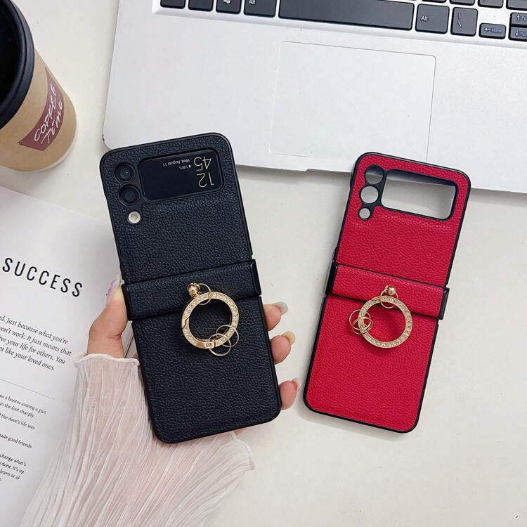 Classic Litchi Pattern Sparkling Gems Ring Buckle, Central Axis 
