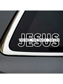 Jesus The Way The Truth The Life Christian Vinyl Decal Car Sticker - White - View 5