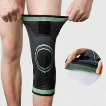 1 pieza/2 piezas Rodilleras transpirables tejidas con cierre de gancho y bucle, elásticas, absorbentes del sudor, de gran estiramiento, con protección de rodilla engrosada para actividades al aire libre como montañismo, patinaje, baloncesto, correr, etc. Accesorios de gimnasio, rodilleras deportivas, rodilleras de gimnasio