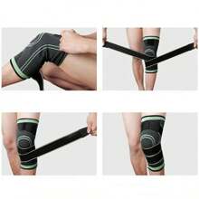 1 pieza/2 piezas Rodilleras transpirables tejidas con cierre de gancho y bucle, elásticas, absorbentes del sudor, de gran estiramiento, con protección de rodilla engrosada para actividades al aire libre como montañismo, patinaje, baloncesto, correr, etc. Accesorios de gimnasio, rodilleras deportivas, rodilleras de gimnasio