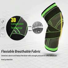 1 pieza/2 piezas Rodilleras transpirables tejidas con cierre de gancho y bucle, elásticas, absorbentes del sudor, de gran estiramiento, con protección de rodilla engrosada para actividades al aire libre como montañismo, patinaje, baloncesto, correr, etc. Accesorios de gimnasio, rodilleras deportivas, rodilleras de gimnasio