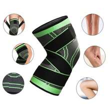 1 pieza/2 piezas Rodilleras transpirables tejidas con cierre de gancho y bucle, elásticas, absorbentes del sudor, de gran estiramiento, con protección de rodilla engrosada para actividades al aire libre como montañismo, patinaje, baloncesto, correr, etc. Accesorios de gimnasio, rodilleras deportivas, rodilleras de gimnasio