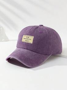 1pc Unisex Purple Fashionable Baseball Cap With Adjustable Cloth Strap And Washed Finish For Outdoor Activities Street - Purple - View 2
