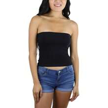 ToBeInStyle Women's Soft Comfy Cotton Layering Tube Tops - Áo Crop Top - Đen - Xem 4
