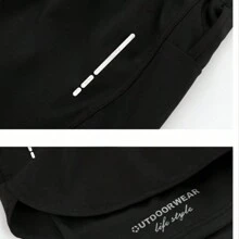 Boyfriend Style Men's Quick-Drying Inner Lining Training Shorts With Built-In Compression Shorts, Summer Black - Black - View 4