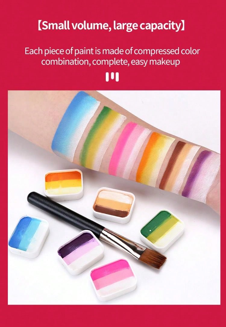 12 Grids 60 Colors Rainbow Painting Palette WaterBased Body Painting
