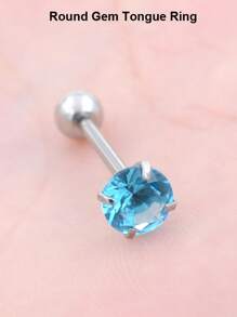 1個時尚朋克風格7mm圓形立方氧化鋯舌環1.6x16mm不銹鋼啞鈦棒身體穿刺珠寶 - 7mm圓鋯舌釘 - 查看 18