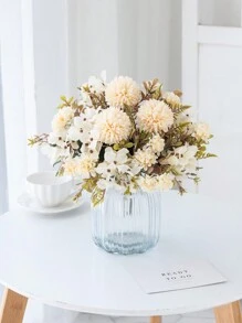 1/3PCS 人造花丝茶玫瑰花束菊花塑料植物新娘花束情人节假植物婚礼装饰 DIY 花环材料，新娘手捧花装饰配件，婚车装饰，门楣拱门装饰，家居，餐厅，卧室，花瓶装饰，生日派对装饰材料新年礼物，情人节，礼物 - 米色 - 查看 3