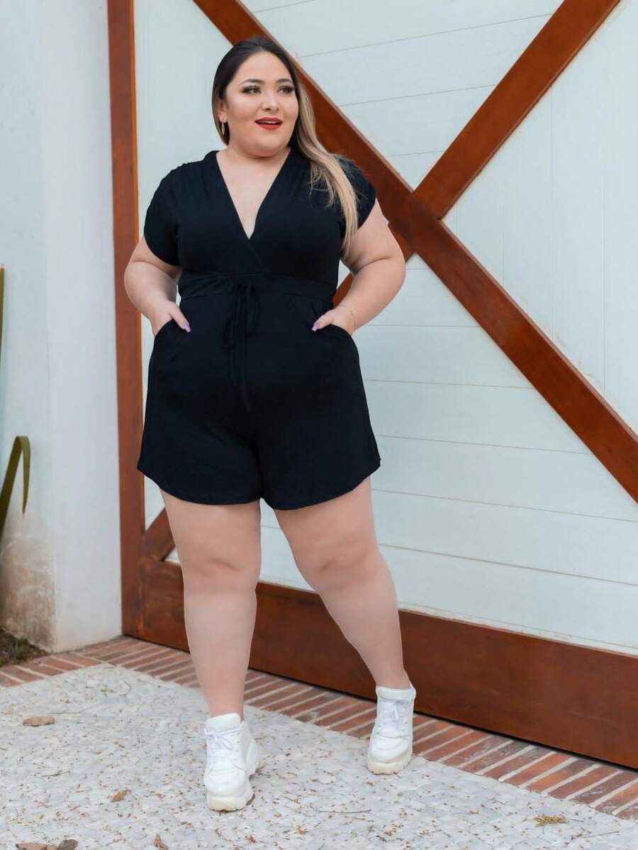 Plus Size Jumpsuits - Black - View 1