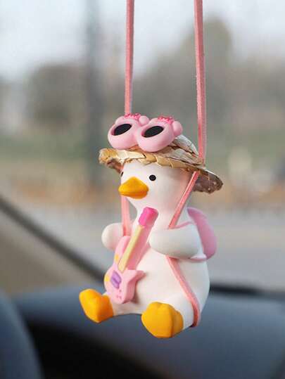 1pc Cute Car Charm Hanging Ornament - Cool Swinging Duck Car Accessories For Teens Auto Accessories