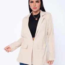 Blazer Feminino com Bolsos e Botão Premium
