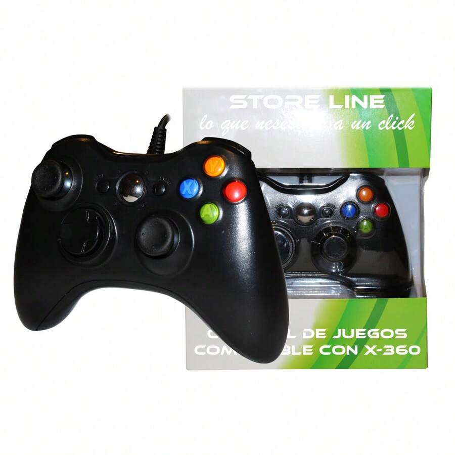 CONTROL ALAMBRICO COMPATIBLE CON XBOX 360 Y PC - Negro - Ver 1