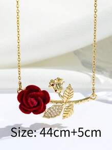 1 pieza Collar de Cadena de Clavícula con Flor de Rosa de Acero de Titanio Rojo, Diseño Delicado y Único con Sensación de Alta Gama para San Valentín