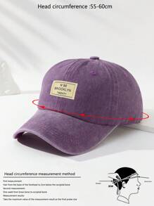 1pc Unisex Purple Fashionable Baseball Cap With Adjustable Cloth Strap And Washed Finish For Outdoor Activities Street - Purple - View 4