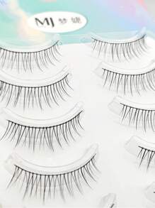 5 对自然外观可重复使用假睫毛，黑色茎，适合初学者，可增加裸妆效果