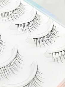 5 对自然外观可重复使用假睫毛，黑色茎，适合初学者，可增加裸妆效果