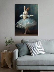 1 Miếng Không khung tranh sơn dầu Bức tranh , Thú vật Treo tranh , Retro Thỏ Hình ảnh tranh sơn dầu Bức tranh , Ballerina Thỏ Áp phích In ấn , Thỏ Bức tranh tường , Thanh lịch Trang trí tường , Phòng khách , Phòng ngủ , Văn phòng , Phòng tắm , Khách sạn Trang trí tường , Nhà  Đồ trang trí Qủa tặng - Màu xanh nhạt - Xem 4