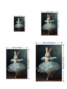 1 Miếng Không khung tranh sơn dầu Bức tranh , Thú vật Treo tranh , Retro Thỏ Hình ảnh tranh sơn dầu Bức tranh , Ballerina Thỏ Áp phích In ấn , Thỏ Bức tranh tường , Thanh lịch Trang trí tường , Phòng khách , Phòng ngủ , Văn phòng , Phòng tắm , Khách sạn Trang trí tường , Nhà  Đồ trang trí Qủa tặng - Màu xanh nhạt - Xem 2