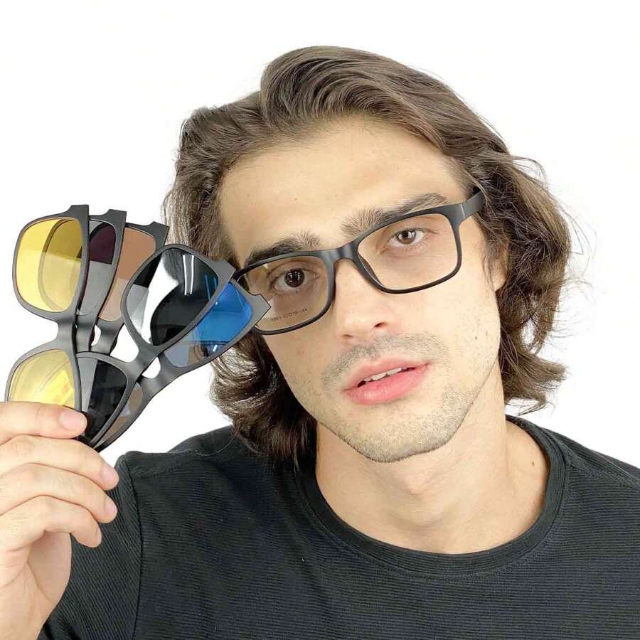 Men Eyeglasses - 黑色 - 查看 1