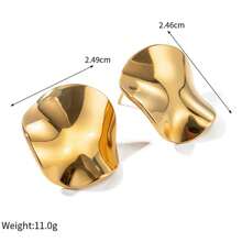 1對鈦鋼18k金不鏽鋼圓摺皺耳環，新潮時尚優雅的網路紅女性高端耳環