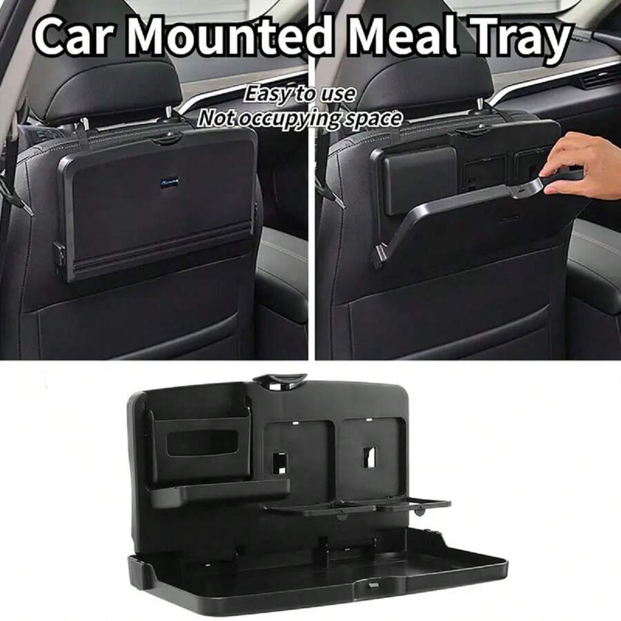 1pc Black Car Seat Back Small Desk Board For Folding Table, Rear Seat