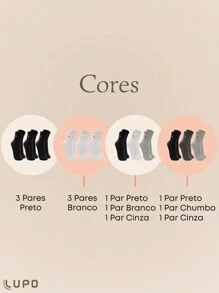 LUPO Kit com 3 Pares de Meias Cano Médio Feminino Lupo Sport em Algodão