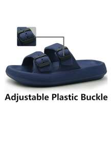 WOMEN'S FASHION FLIP FLOPS, MEN'S UNISEX EVA SANDALS With Thick Platform Non-Slip Sole Unisex SLIPPER, Adjustable Clasp Quick Drying. - Navy Blue - View 3