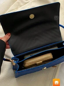 Bolso Con Correa Ancha Para Mujer Bandolera Femenina De Alta Calidad - azul real - Ver 3