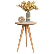 Mesinha de Canto Apoio Decorativa Redonda com Pés Palito Retrô - Cores - Caramelo - Visão 1