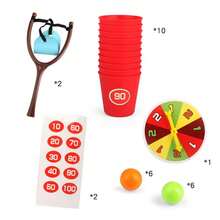 Slingshot Shooting Cup Stacking Game, Interactive Tabletop Game, Stress Relieving Novelty Toy For Multiplayers - Multicolor - View 2