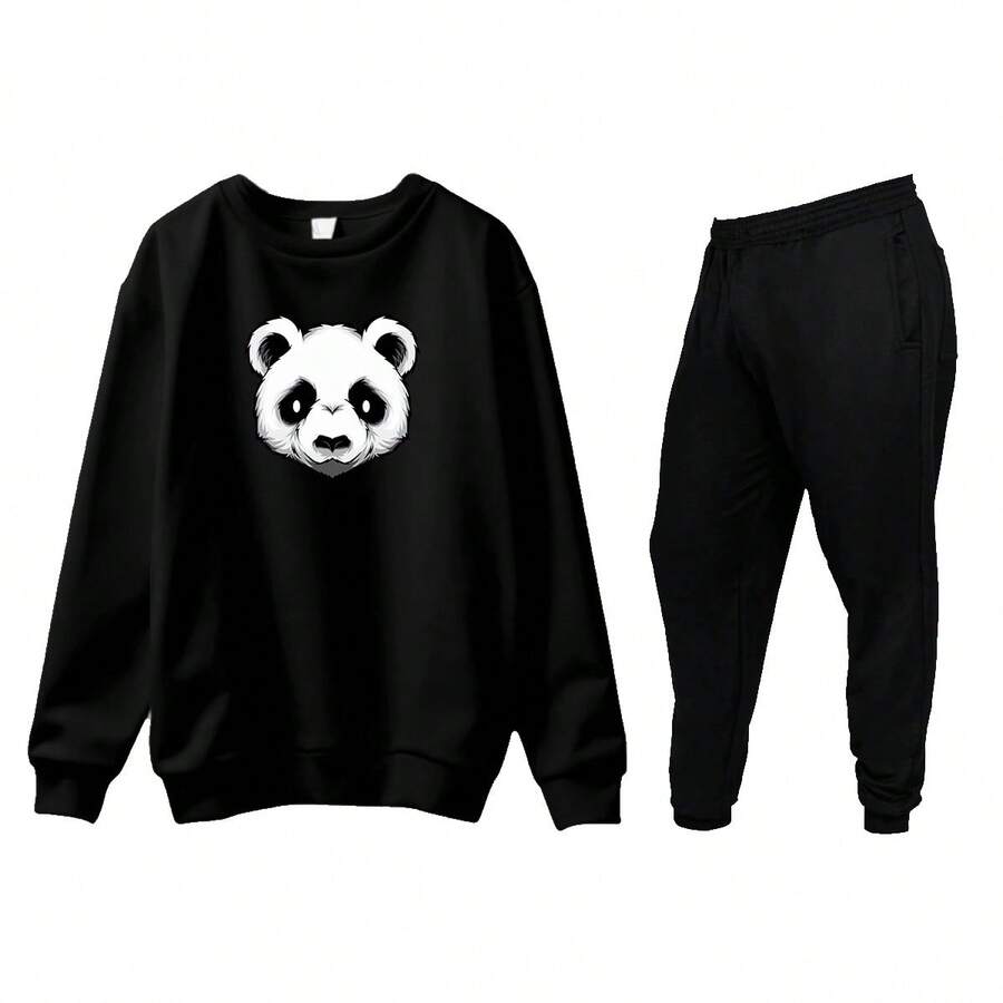 Men Hoodie & Sweatshirt Co-Ords - Black - View 1