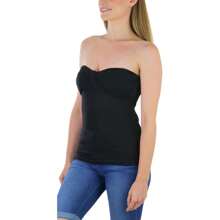 ToBeInStyle Women's Soft Comfy Cotton Layering Tube Tops - Knotted Front - Black - View 3