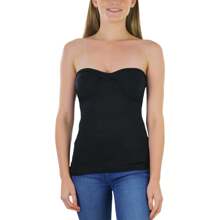 ToBeInStyle Women's Soft Comfy Cotton Layering Tube Tops - Knotted Front - Black - View 1