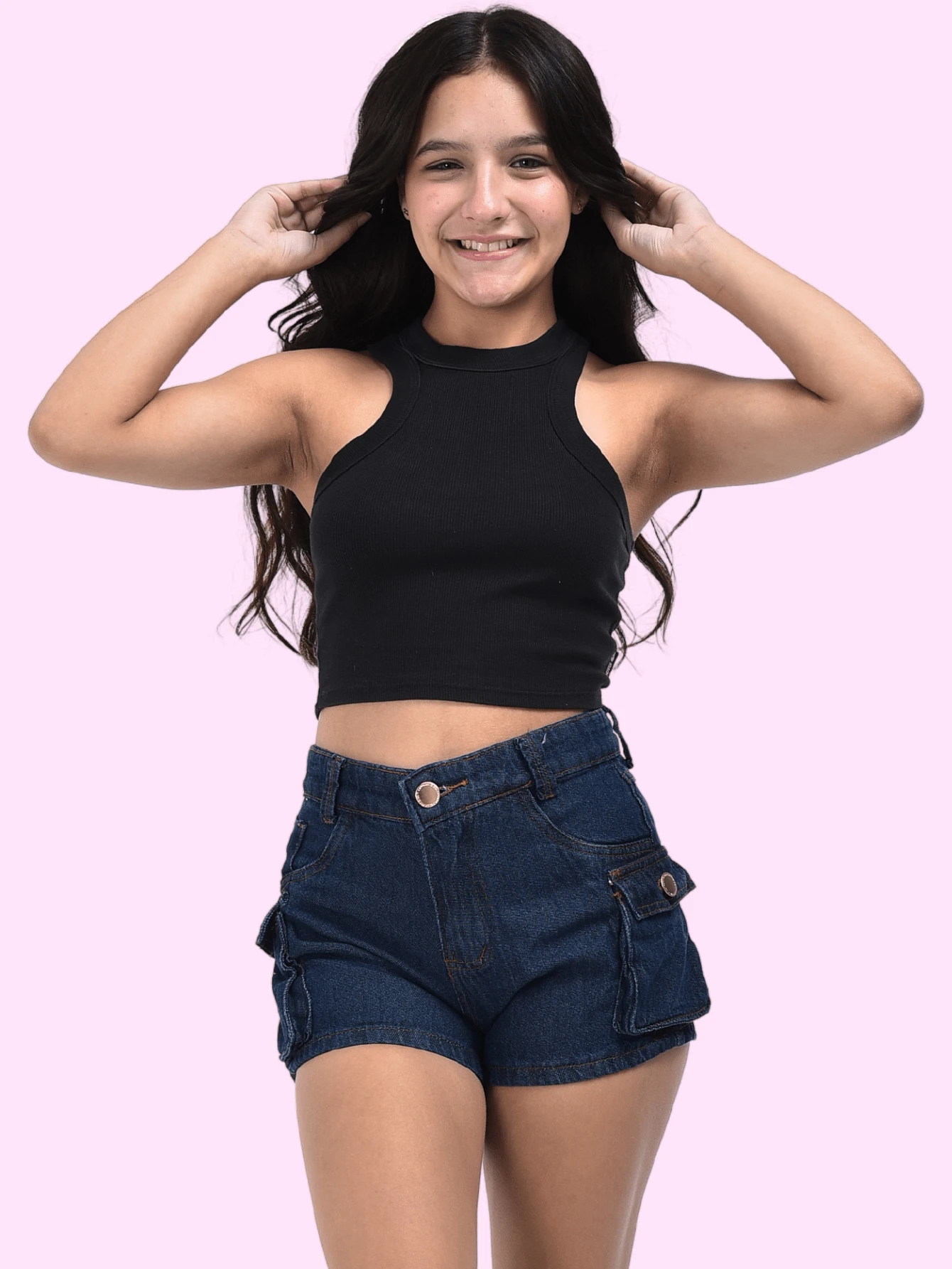 Women's Cargo Shorts For Kids With Pockets 10 To 16 - Rửa tối - Xem 1