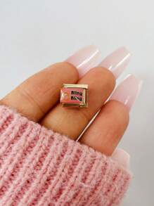 2024顆頂級時尚9mm寬不銹鋼珠帶1隻天使翅膀和心形吊飾,學習英語diy意大利魅力手鍊珠寶製作用品 - 彩色 - 查看 23