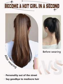 Synthetic Claw Clip On Ponytail Hair Extension For Women Slightly Cocked Pony Tail Hair Hairpiece