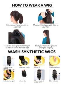 Synthetic Claw Clip On Ponytail Hair Extension For Women Slightly Cocked Pony Tail Hair Hairpiece