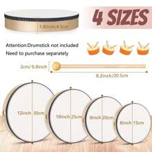 Weihnachtsdekoration Handtrommel für Erwachsene Holzrahmentrommel 30 cm, 25 cm, 20 cm, 15 cm Schlagzeug Musikinstrumente für Anfänger Partyzubehör (Trommelstöcke nicht enthalten)