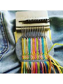 1套小型編織機,編織工具,補織機,diy紡織工具,織布機,用於牛仔布衣服的縫補工具 - 彩色 - 查看 8