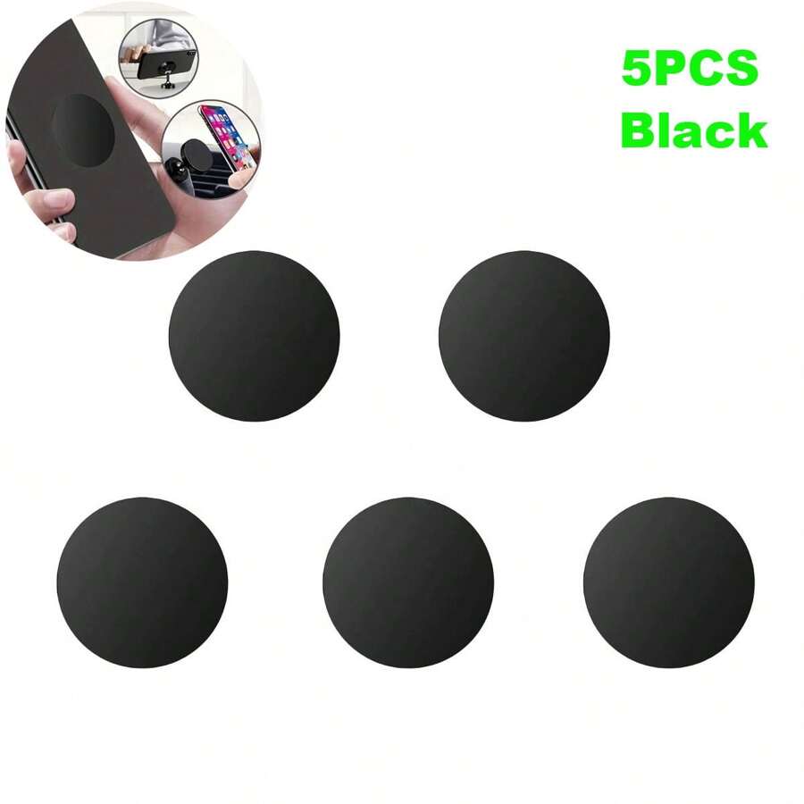5pcs Electroplated Black Iron Sheet Phone Holder Accessory With 40mm Diameter And Adhesive Backing