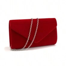 Envelope Design Party/Wedding Clutch Bag For Women, With Detachable Chain Strap And Shoulder Strap, Fashion Wallet - Red - View 8