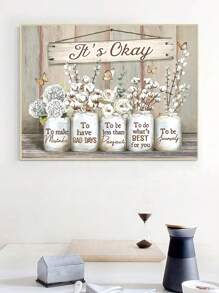 1 cái Hoa Hình ảnh tranh sơn dầu In , Truyền cảm hứng Áp phích Bức tranh , Loại bướm Và Trắng Hoa Treo tranh , tranh sơn dầu Bức tranh Đồ trang trí Đối với Phòng ngủ , Văn phòng , Phòng tắm , Creative Qủa tặng Không có Khung , Nhà  Đồ trang trí - trắng - Xem 2