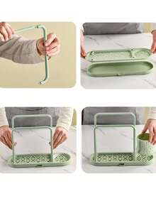 DING SHENG STORE Jabonera ,Porta Toalla de baño , Estante organizador para Paño de cocina , Dispensador de jabón , depurador ,SET BAÑO PLASTICO DISPENSADOR JABON LIQUIDO MANOS PORTA CEPILLOS DIENTES JABONERA - Verde - Ver 3