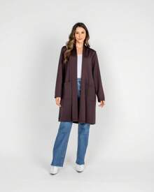 SOBRETUDO DE MALHA NEOPRENE LISA MARROM